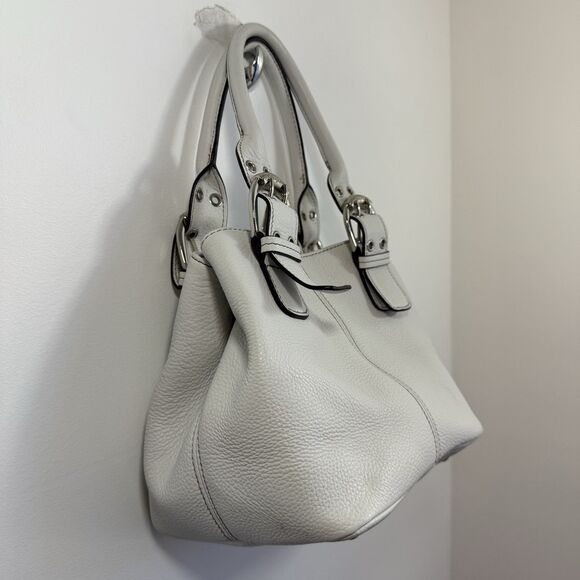 Tignanello Perfect 10 Shopper Tote White Pebbled Leather Handbag Satchel - Picture 3 of 16